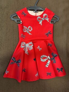 Hannah Banana Red Dress with Pale Pink Label